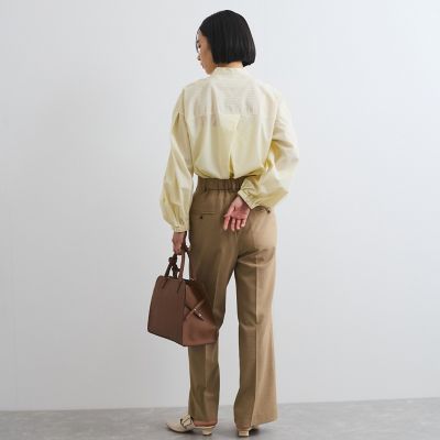 バンドカラーラメストライプシャツ≪洗濯機で洗える≫
