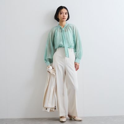 ブライトシアーボウタイブラウス≪手洗い可能≫