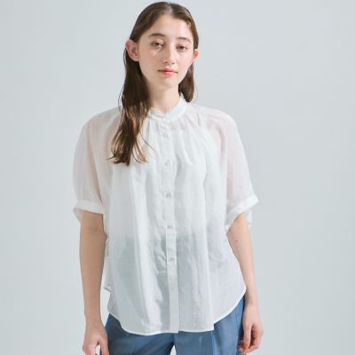 コットンシルクシャツブラウス≪手洗い可能≫