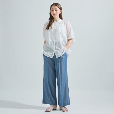 コットンシルクシャツブラウス≪手洗い可能≫
