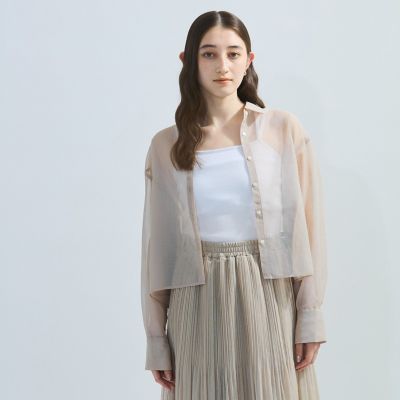 シアーリネンライクシャツブラウス≪セットアップ対応／手洗い可能≫