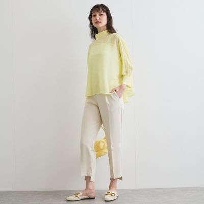 ロールネックシアーシャツブラウス≪手洗い可能≫