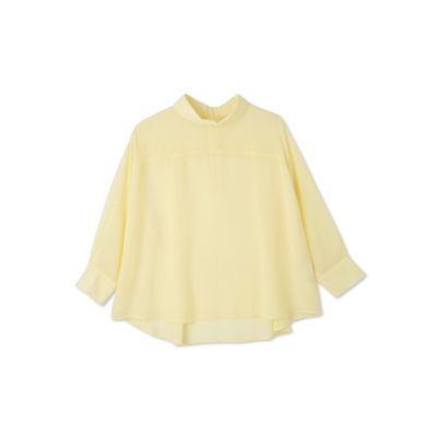 ロールネックシアーシャツブラウス≪手洗い可能≫