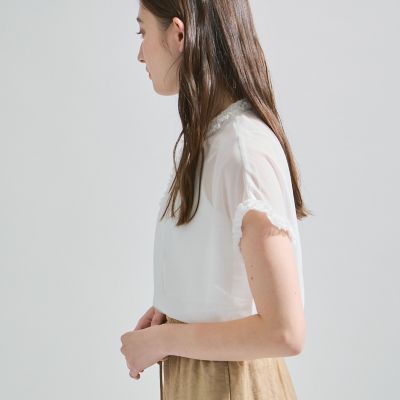 シフォン楊柳フリルブラウス≪手洗い可能≫