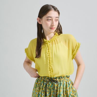 Ketty (Women)/ケティ シフォン楊柳フリルブラウス≪手洗い可能≫