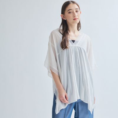 【SALE】Ketty (Women)/ケティ 強撚気流染めレースブラウス&#8810;手洗い可能&#8811; 02オフホワイト トップス【三越伊勢丹/公式】