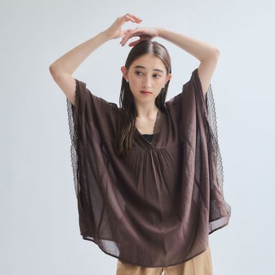 【SALE】Ketty (Women)/ケティ 強撚気流染めレースブラウス&#8810;手洗い可能&#8811; 10ブラウン トップス【三越伊勢丹/公式】