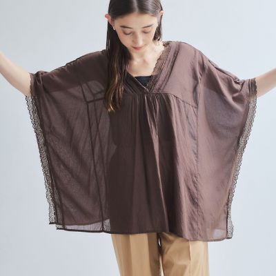 強撚気流染めレースブラウス≪手洗い可能≫ | Ketty (Women