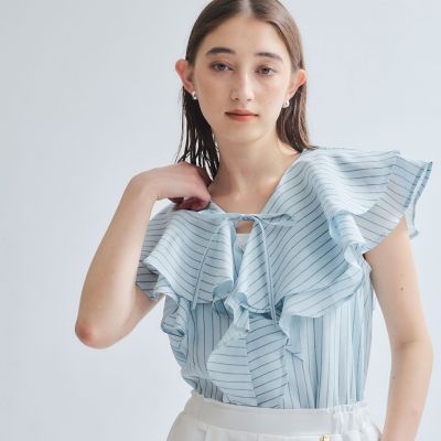 ＜Ketty (Women)＞フリルノースリブラウス≪手洗い可能≫
