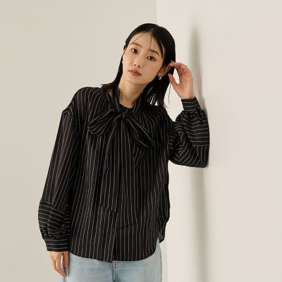 Ketty (Women)/ケティ セミシアーストライプ2WAYボウタイブラウス&#8810;手洗い可能&#8811; 24ブラック系その他 トップス【三越伊勢丹/公式】