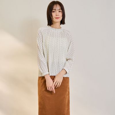 ＜Ketty (Women)＞ライトデシンドットフリルネックブラウス