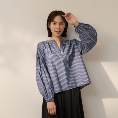 ＜Ketty (Women)＞ブロードストライプキーネックブラウス