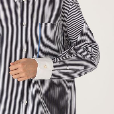 TOMORROWLAND ．B コットン ストライプロングシャツ 