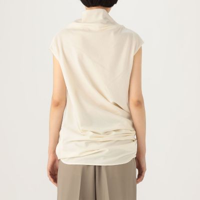 ＴＯＭＯＲＲＯＷＬＡＮＤ　．Ｂ　ウールカシミヤビーバー　アシンメトリックタックドレープブラウス