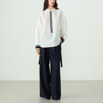 ＴＯＭＯＲＲＯＷＬＡＮＤ　．Ｂ　シルクコットン　スタンドカラーシャツ