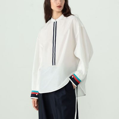 ＴＯＭＯＲＲＯＷＬＡＮＤ　．Ｂ　シルクコットン　スタンドカラーシャツ