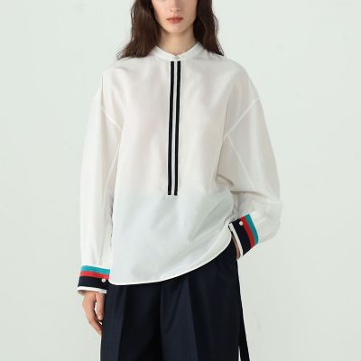ＴＯＭＯＲＲＯＷＬＡＮＤ　．Ｂ　シルクコットン　スタンドカラーシャツ