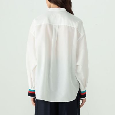 ＴＯＭＯＲＲＯＷＬＡＮＤ　．Ｂ　シルクコットン　スタンドカラーシャツ