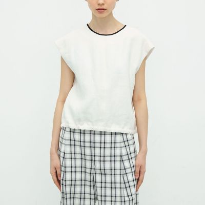 リネンヘリンボーン キャップスリーブトップ | TOMORROWLAND .B (Women 