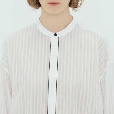 ＴＯＭＯＲＲＯＷＬＡＮＤ　．Ｂ　コットン　シャドーストライプ　ロングスリーブプルオーバーシャツ