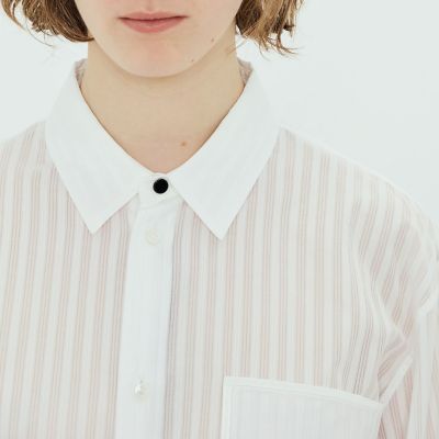 ＴＯＭＯＲＲＯＷＬＡＮＤ　．Ｂ　コットン　シャドーストライプ　ロングシャツ