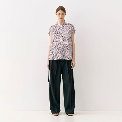 MARK & LONA フラワープリント ノースリーブシャツ【４０】 店舗限定】シルク プチフラワープリント ノースリーブシャツ