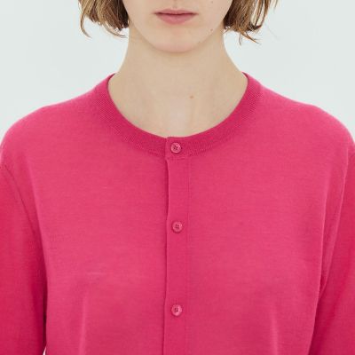 ★新品未使用★ebure★ハイゲージカシミア ボタン付クルーネックカーデガン★ ラムカシミヤ ハイゲージ クルーネックプルオーバー | maison