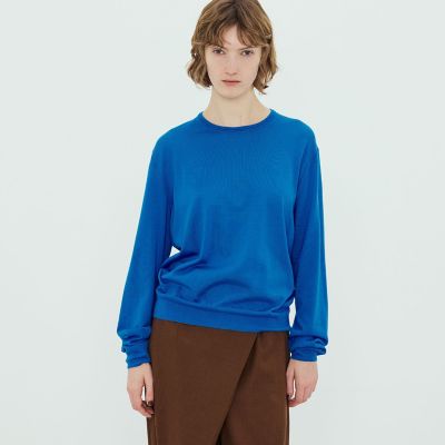 ブラミンク　カシミヤ／シルク　クールネック　ラグラン　ニットプルオーバー ブラミンク カシミヤ／シルク クールネック ラグラン ニットプル