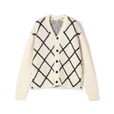＜TOMORROWLAND .B (Women)＞カシミヤ　モノトーンアーガイルＶネックカーディガン