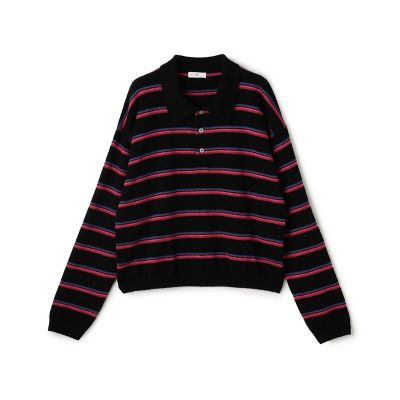 ＜TOMORROWLAND .B (Women)＞カシミヤシルク　ボーダーポロプルオーバー