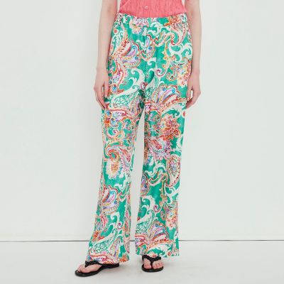 ETRO シルク100％ ペイズリー パンツ ETRO フローラル シルクパンツ | ブルー | FARFETCH JP