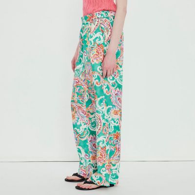 シルクツイル フラワーペイズリープリントパンツ | TOMORROWLAND .B