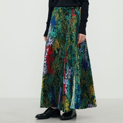 ポリエステルツイル MULTI FLOWER プリントプリーツ