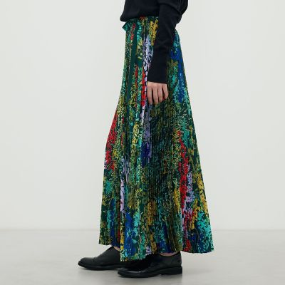 ポリエステルツイル MULTI FLOWER プリントプリーツ