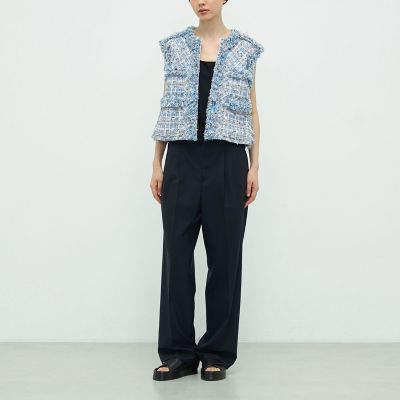 新品同様☆TOMORROWLAND ツイードジレ ネイビー 2025年最新】ツイード ジレ トゥモローランドの人気アイテム