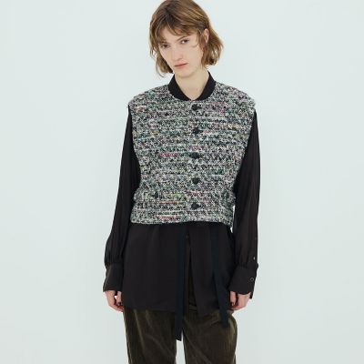 新品同様☆TOMORROWLAND ツイードジレ ネイビー ツイードショートジレ | TOMORROWLAND .B (Women