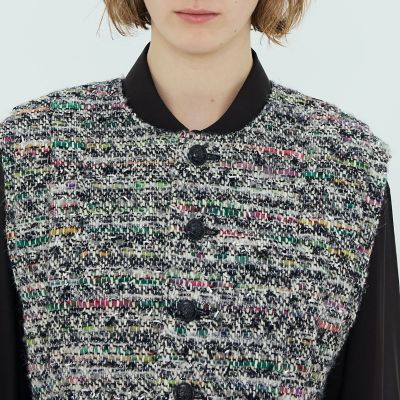 美品　トゥモローランド　ツイード　ジレ シルクミックスツイード ダブルブレストジレ | maison