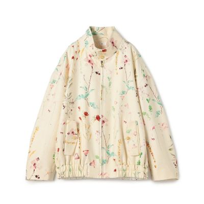 シルク フラワープリント スタンドカラーブルゾン | TOMORROWLAND .B