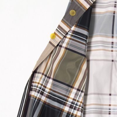 ＴＯＭＯＲＲＯＷＬＡＮＤ　．Ｂ　テクニカルナイロン　ブロックチェックステンカラーコート