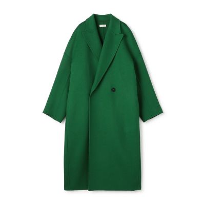 極美品 OUTIL 縮絨ウールコート アシンメトリー グリーン フランス製 ウールダブルフェイス ロングコート | TOMORROWLAND .B (Women