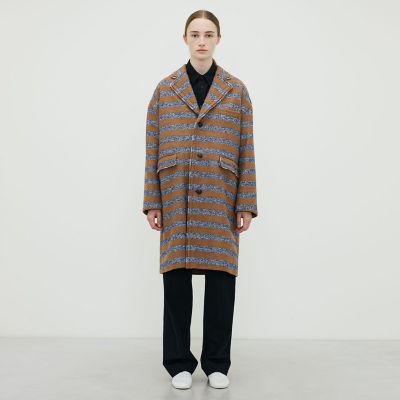 定価36000円◆新品タグ付き◆ヤマダヤ◆ふくれジャガードコート　サンドベージュ ジャカードボーダー ロングコート | TOMORROWLAND .B (Women