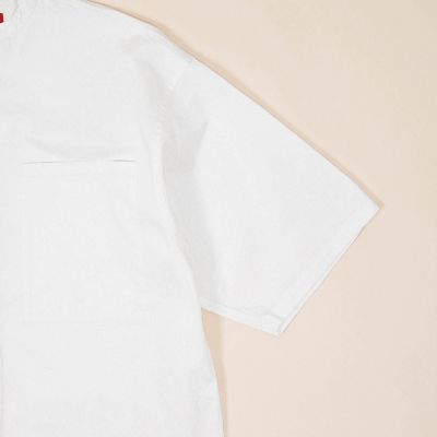 ブロークンツイル　バンドカラーショートスリーブシャツ