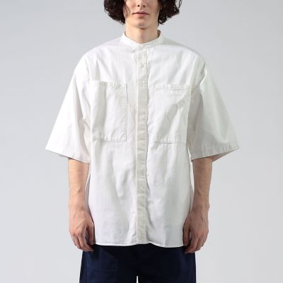 ブロークンツイル　バンドカラーショートスリーブシャツ