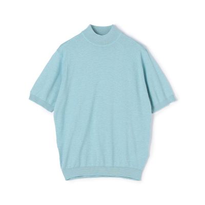 JOHN SMEDLEY コットン モックネックプルオーバー 別注】JOHN SMEDLEY コットンボーダー モックネック