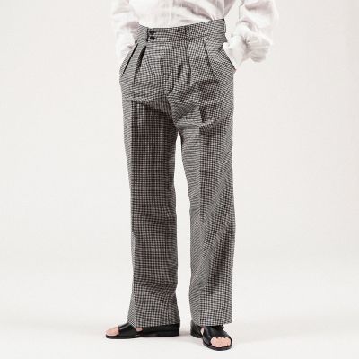 【別注】ＢＥＲＮＡＲＤ　ＺＩＮＳ×ＴＯＭＯＲＲＯＷＬＡＮＤ　ウールリネン　２プリーツワイドトラウザーズ　ＢＥＬＦＡＳＴ