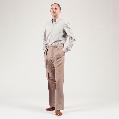 【別注】ＢＥＲＮＡＲＤ　ＺＩＮＳ×ＴＯＭＯＲＲＯＷＬＡＮＤ　ウールリネン　２プリーツワイドトラウザーズ　ＢＥＬＦＡＳＴ