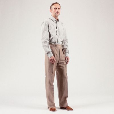 【別注】ＢＥＲＮＡＲＤ　ＺＩＮＳ×ＴＯＭＯＲＲＯＷＬＡＮＤ　ウールリネン　２プリーツワイドトラウザーズ　ＢＥＬＦＡＳＴ