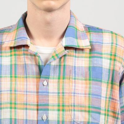 【別注】ＩＮＤＩＶＩＺＵＡＬＩＺＥＤ　ＳＨＩＲＴＳ　リネン　キャンプカラーシャツ