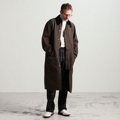 ＜TOMORROWLAND (Men)＞【別注】Ｂａｒｂｏｕｒ×ＴＯＭＯＲＲＯＷＬＡＮＤ　　ＯＶＥＲＳＩＺＥＤ　ＢＵＲＧＨＬＥＹ　ウールコットンツイル　ロングコート