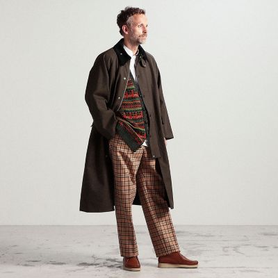 【別注】Ｂａｒｂｏｕｒ×ＴＯＭＯＲＲＯＷＬＡＮＤ　　ＯＶＥＲＳＩＺＥＤ　ＢＵＲＧＨＬＥＹ　ウールコットンツイル　ロングコート